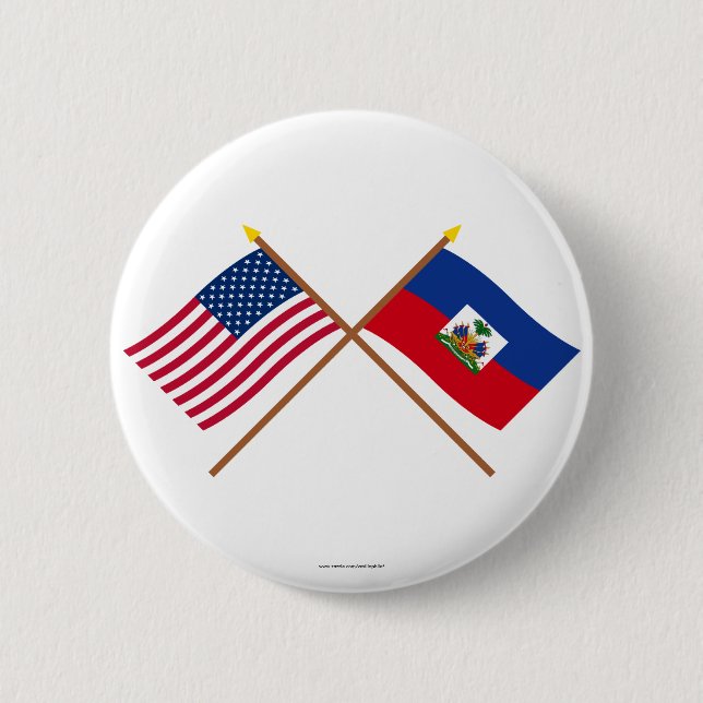 US und Haiti gekreuzte Flaggen Button (Vorderseite)
