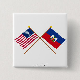 US und Haiti gekreuzte Flaggen Button
