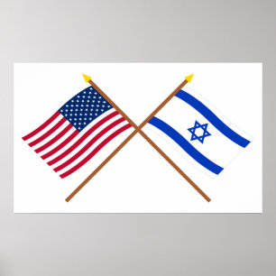 US und Israel gekreuzte Flaggen Poster