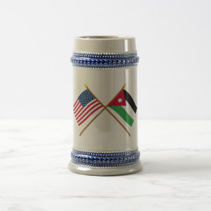 US und Jordanien gekreuzte Flaggen Bierglas