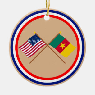 US und Kamerun gekreuzte Flaggen Keramikornament
