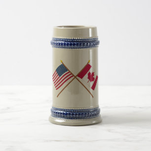 US und Kanada gekreuzte Flaggen Bierglas