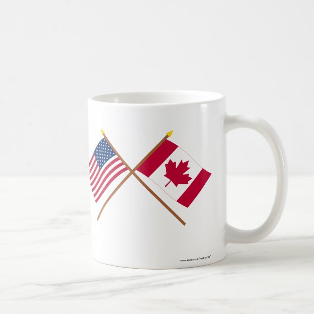 US und Kanada gekreuzte Flaggen Kaffeetasse (Rechts)