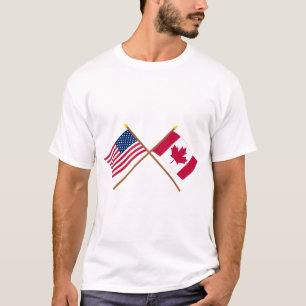 US und Kanada gekreuzte Flaggen T-Shirt