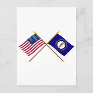 US- und Kentucky-Flags Postkarte