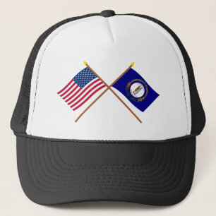 US und Kentucky gekreuzte Flaggen Truckerkappe