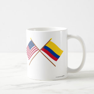 US und Kolumbien gekreuzte Flaggen Tasse