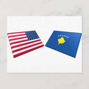 US- und Kosovo-Flaggen Postkarte