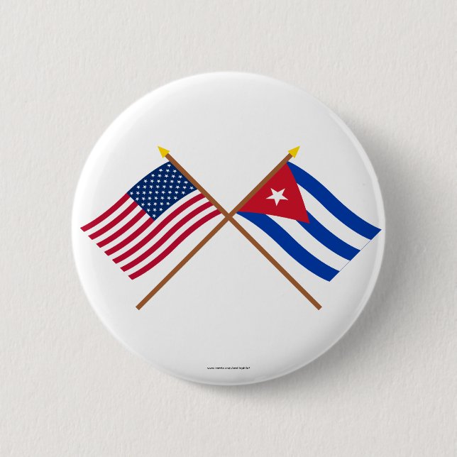 US und Kuba gekreuzte Flaggen Button (Vorderseite)