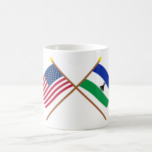 US und Lesotho gekreuzte Flaggen Kaffeetasse