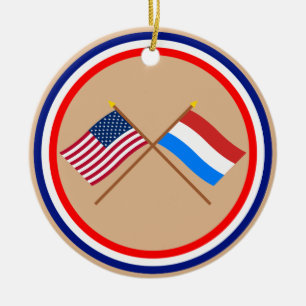 US und Luxemburg gekreuzte Flaggen Keramikornament