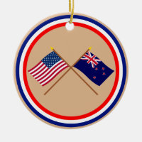 US und Neuseeland gekreuzte Flaggen