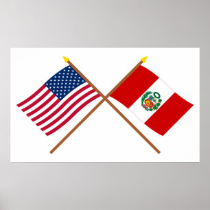 US und Peru gekreuzte Flaggen Poster