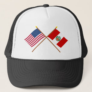 US und Peru gekreuzte Flaggen Truckerkappe