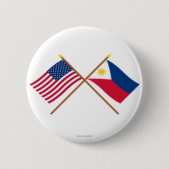 US und Philippinen gekreuzte Flaggen Button (Vorderseite)