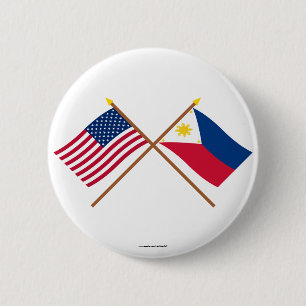 US und Philippinen gekreuzte Flaggen Button