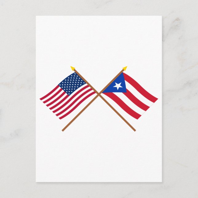 US und Puerto Rico überquerten Flaggen Postkarte (Vorderseite)