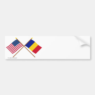US und Rumänien gekreuzte Flaggen Autoaufkleber