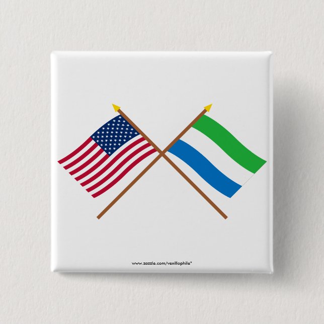US und Sierra Leone gekreuzte Flaggen Button (Vorderseite)