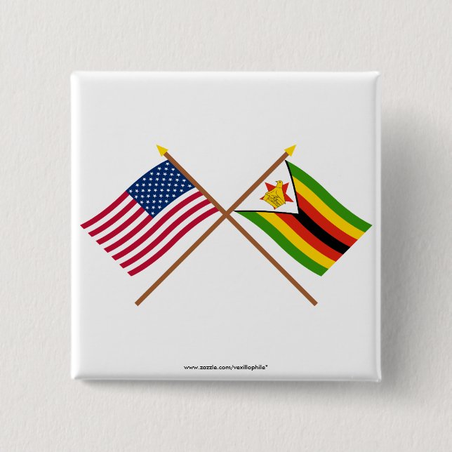 US und Simbabwe gekreuzte Flaggen Button (Vorderseite)