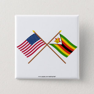 US und Simbabwe gekreuzte Flaggen Button