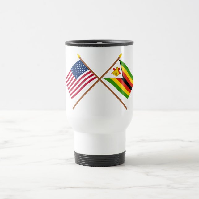 US und Simbabwe gekreuzte Flaggen Reisebecher (Mittel)