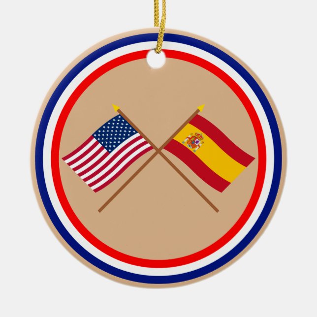 US und Spanien gekreuzte Flaggen Keramik Ornament (Vorne)