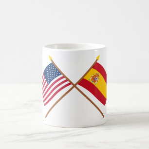 US und Spanien gekreuzte Flaggen Tasse