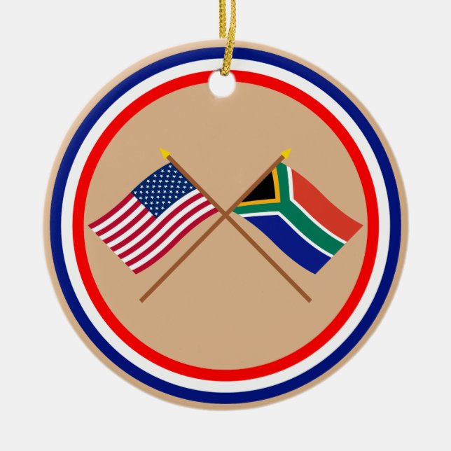 US und Südafrika gekreuzte Flaggen Keramikornament (Vorne)