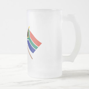 US und Südafrika gekreuzte Flaggen Mattglas Bierglas