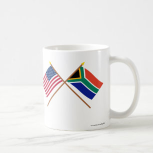 US und Südafrika gekreuzte Flaggen Tasse