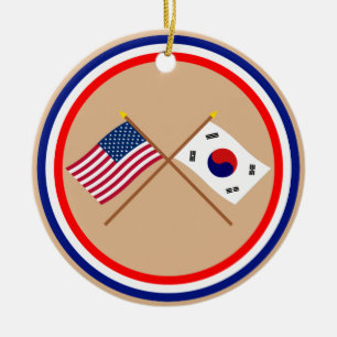 US und Südgekreuzte Flaggen koreas Keramikornament