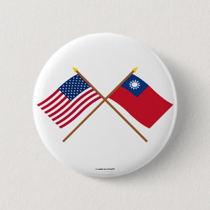 US und Taiwan gekreuzte Flaggen Button