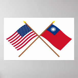 US und Taiwan gekreuzte Flaggen Poster