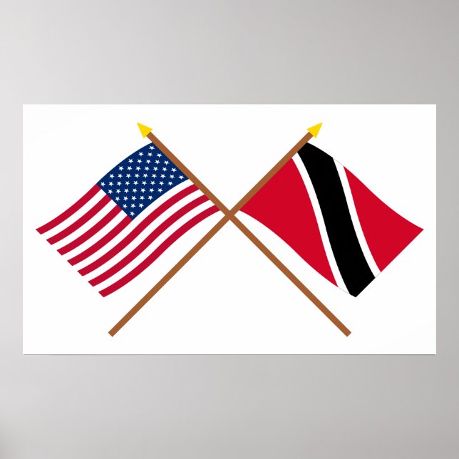 US- und Trinidad und Tobago - Grenzflaggen Poster (Vorne)