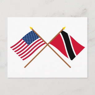 US- und Trinidad und Tobago - Grenzflaggen Postkarte