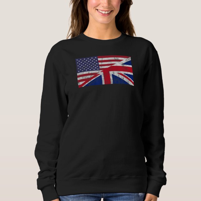 US- und UK-Flaggen verschmolzen Bürger mit zwei od Sweatshirt (Vorderseite)