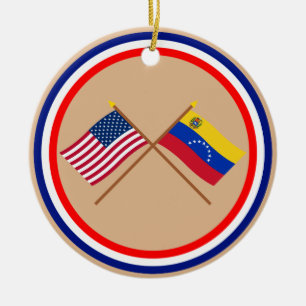 US und Venezuela gekreuzte Flaggen Keramik Ornament