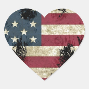 US/USA, SAD-Flagge auf schwarzem Hintergrund Herz-Aufkleber