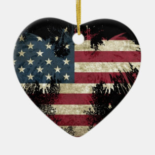 US/USA, SAD-Flagge auf schwarzem Hintergrund Keramikornament