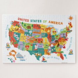 US USA United Staaten Map for Kids Puzzle