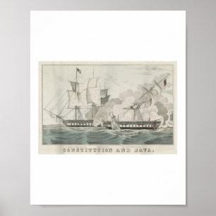 US-Verfassung und -amp; Hms Java Naval Battle Illu Poster