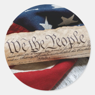 US Verfassung und Flag Runder Aufkleber