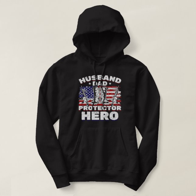 US Veteran Husband Daddy Protector Hero 156 Hoodie (Design vorne)