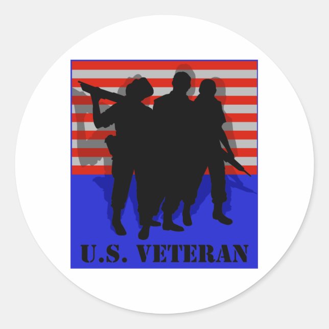 US-Veteran Runder Aufkleber (Vorderseite)