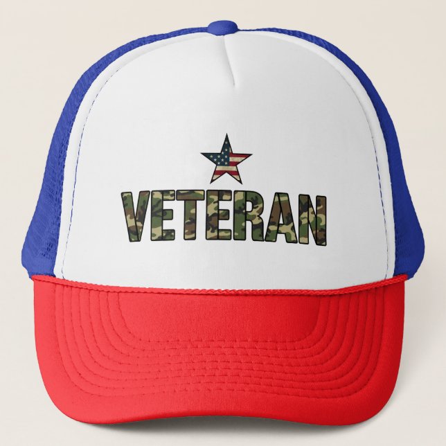 US-Veteran Tarnmuster-Text  Truckerkappe (Vorderseite)