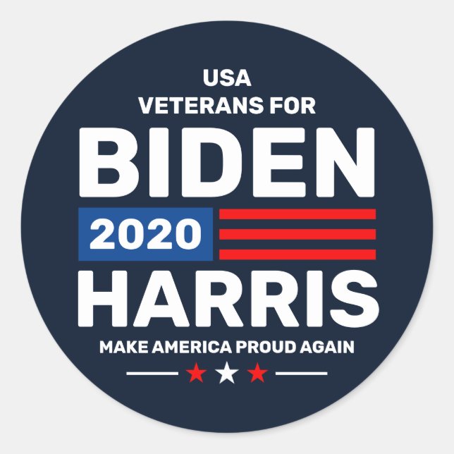 US-Veteranen für Biden Harris 2020 Proud Patriot Runder Aufkleber (Vorderseite)