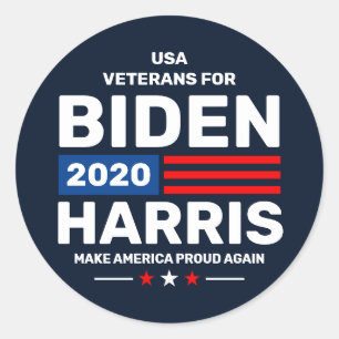 US Veterans for Biden Harris 2020 Proud Patriot Runder Aufkleber
