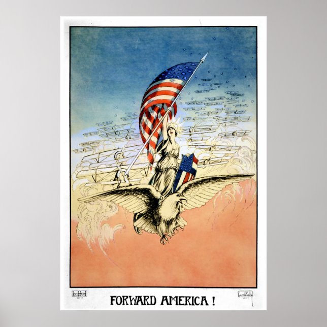 US Vintage Poster Forward America! Poster Print (Vorne)