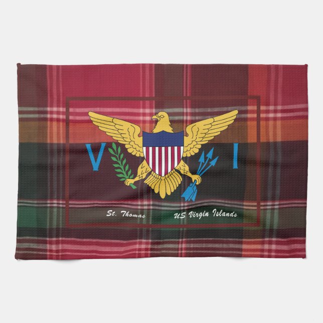 US-Virgin-Inseln-Flagge St. Thomas USVI Madras Geschirrtuch (Horizontal)